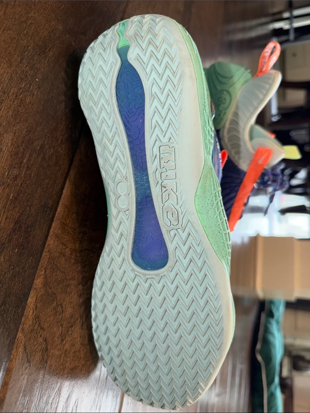 Nike Kids Blue Sneakers with Orange and Mint Accents